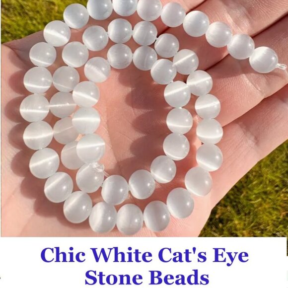Chic White Cat's Eye Stone Beads - Picture 1 of 2